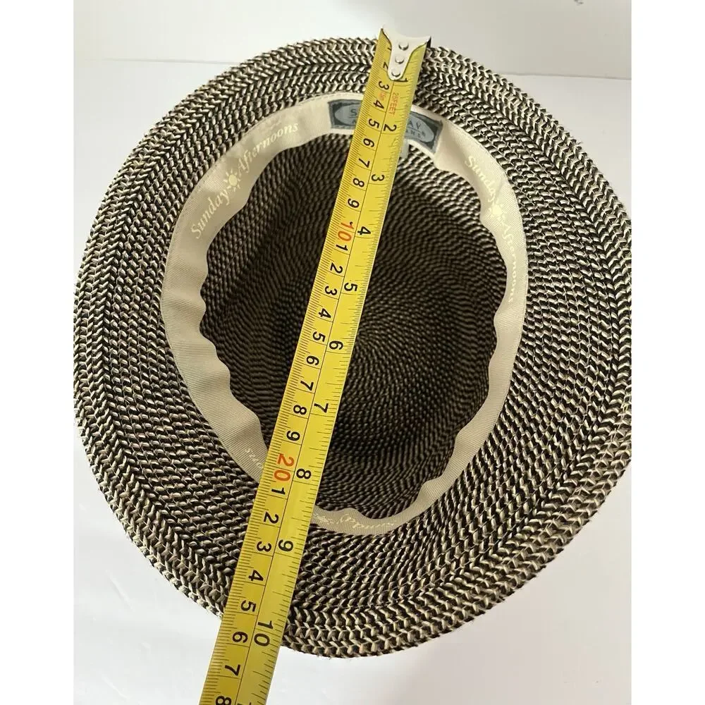 Sunday Afternoons Women's Fedora Hat Tweed Braided Paper Short Brim Tan Black OS
